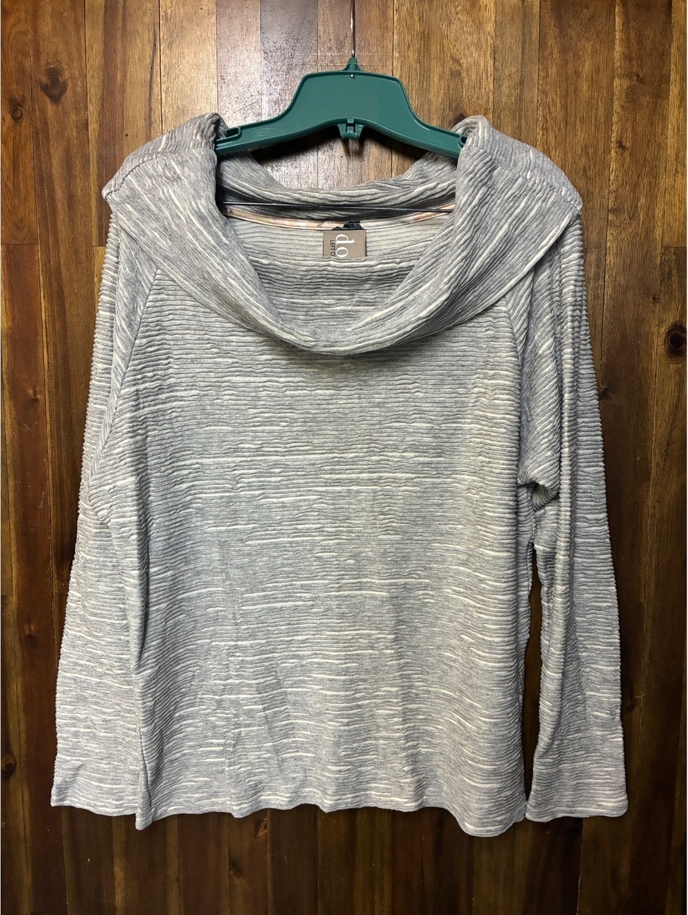Dolan Anthropologie Petite L Gray Textured Cowl Neck Lagenlook Boho Top